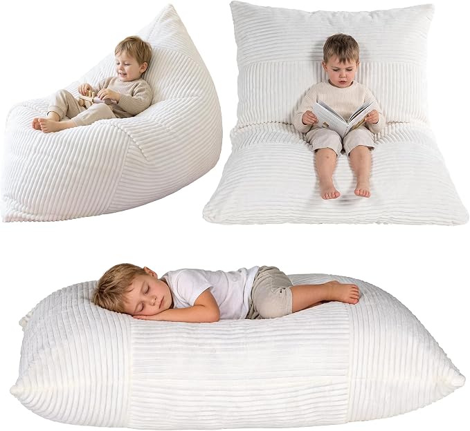 BRINJOY 3 in 1 Kids Bean Bag Chair Bed, Memory Foam Filled Floor Bed Bean Bag by brinjoy