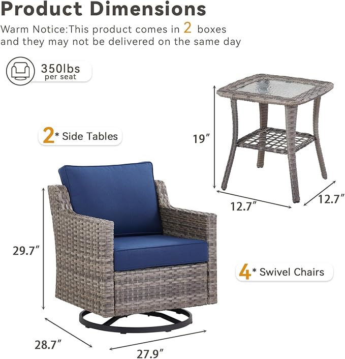 Patio Wicker Chairs Swivel Rocker-Outdoor Swivel Rocker Chair Set of 4 - Image 8