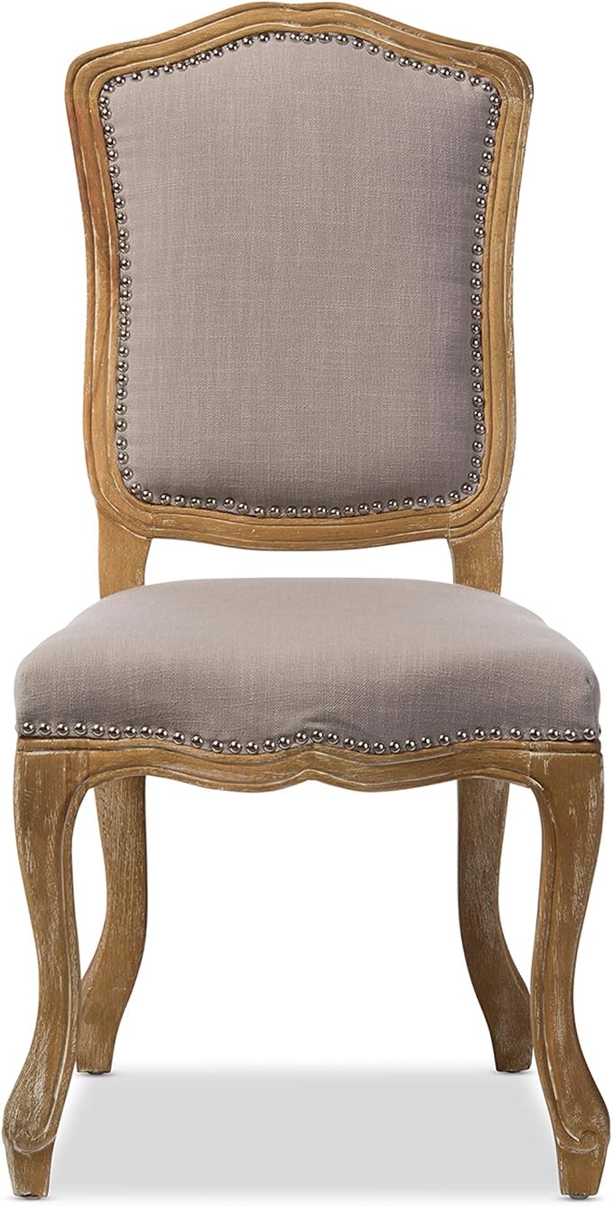 Baxton Studio Chateauneuf French Vintage Cottage Weathered Oak Linen - Image 4