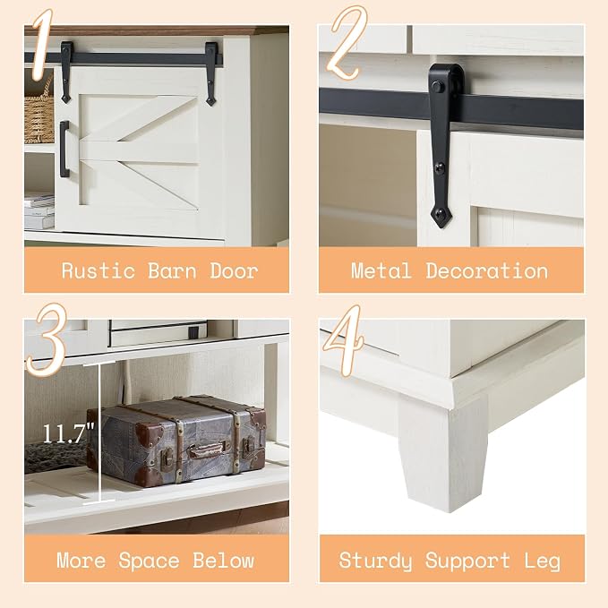 AMERLIFE Farmhouse 4-Piece Living Room Set, Entryway Console - Image 6