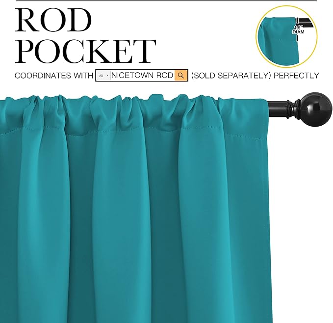NICETOWN 2 Panels Blackout Curtains, Rod Pocket Thermal Insulated Drapess - Image 2