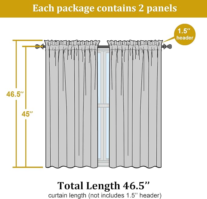 OWENIE Lemon Kitchen Sheer Curtains - Image 2