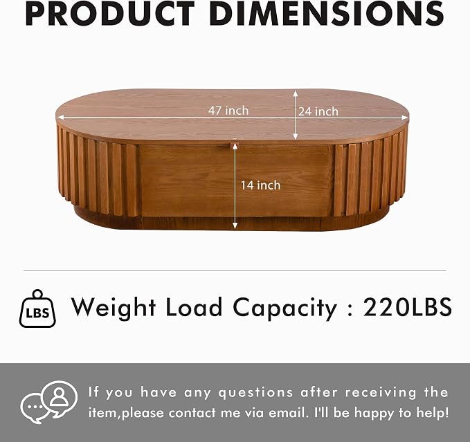 Flip Top Oval Coffee Table - Image 2