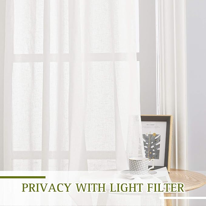 NICETOWN Linen Sheer Curtain 100 Inch Wide Privacy - Image 3
