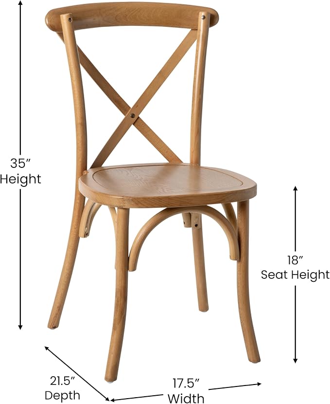 EMMA + OLIVER 2-Pack Wooden X-Back Dining Chair - Image 3