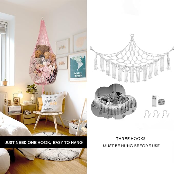 Amdermi Stuffed Animal Hammock Corner Hanging Net - Image 3