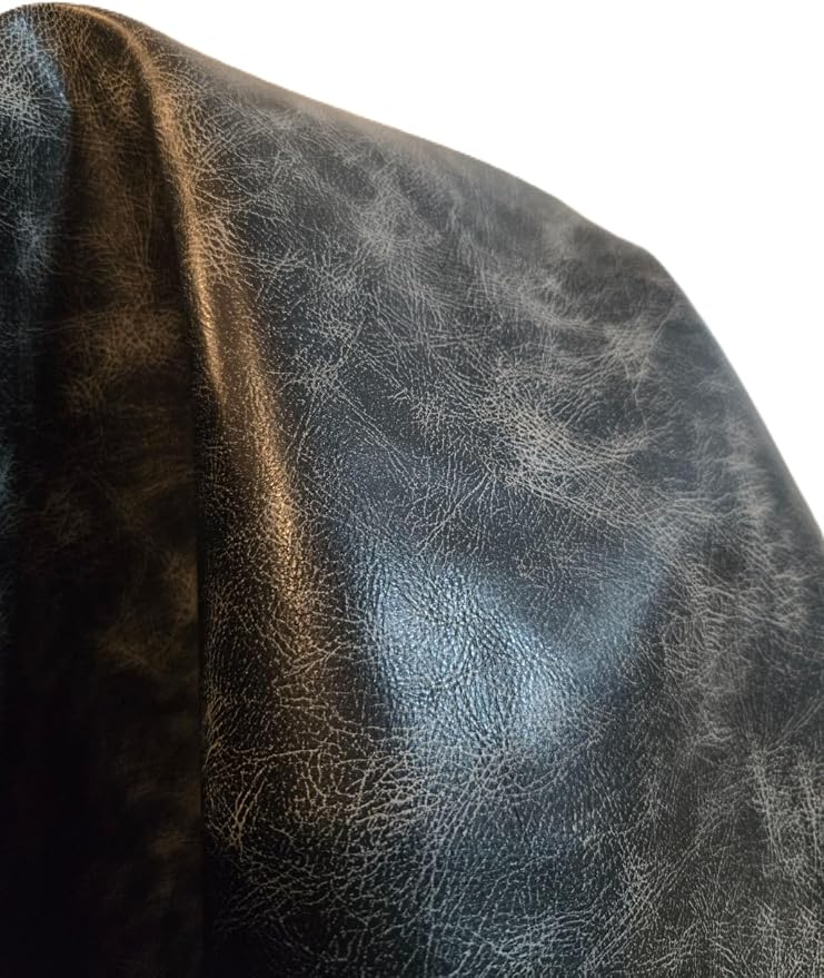 Black Vintage Distressed Soft Faux Leather Fabric PU Peta Approved Vegan - Image 5