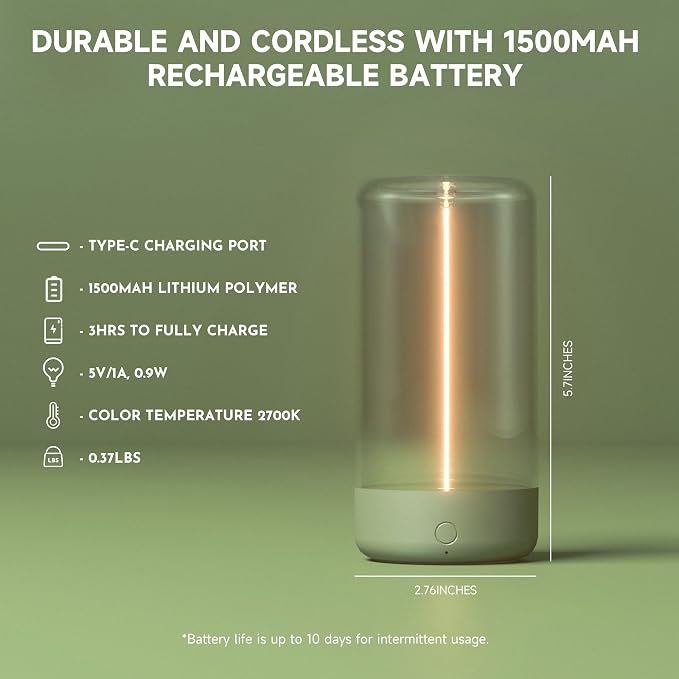 AUGE LIGHT Mini Minimalist Table Lamp Cordless Lamp Rechargeable Table Lamp - Image 6