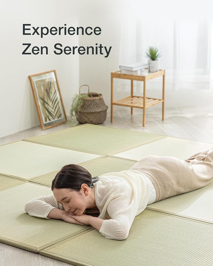 FULI Japanese Square Tatami Rug, Lightweight Igusa Mat, Made in Japan - Image 5