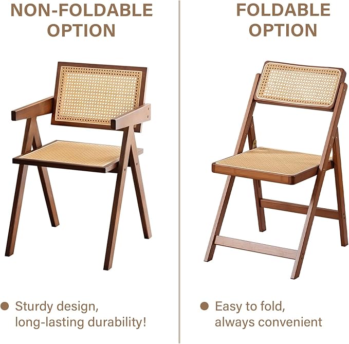 Furlide Rattan Accent Chairs, Modern Mid Century Dining Chairs Set of 2 - Image 4