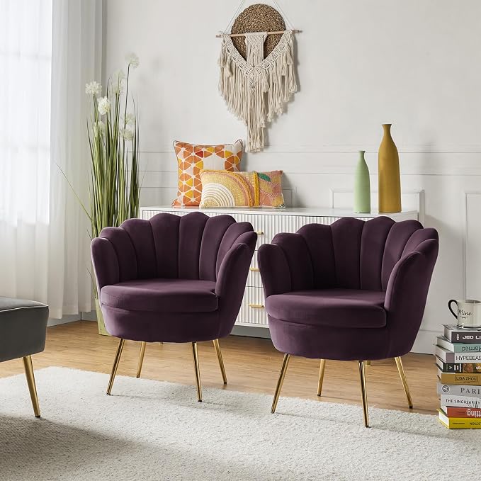 HULALA HOME Modern Velvet Accent Chairs Set of 2 by HULALAHOME