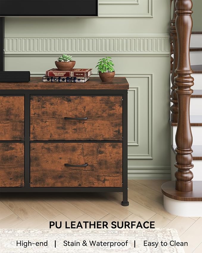 TV Stand with Mount, Fabric Dresser with 6 Drawers - Image 6