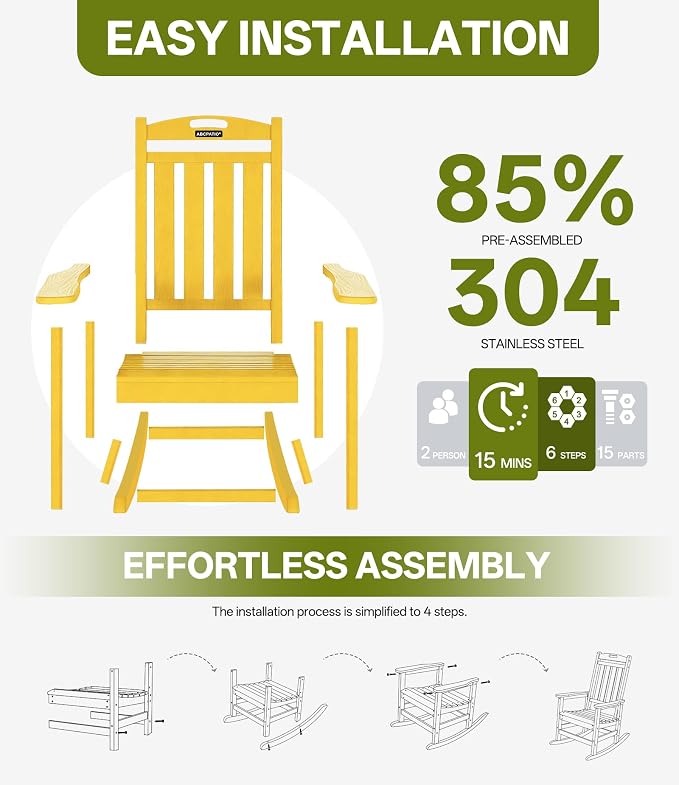 Outdoor Adirondack Rocking Chairs All-Weather HDPE Patio Rocker Chair - Image 7