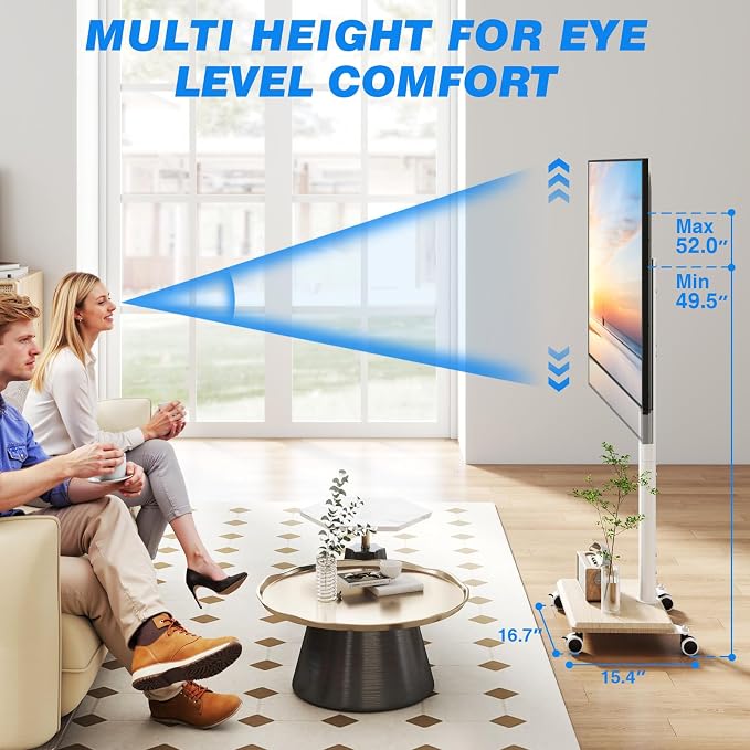 Rfiver Rolling TV Stand for 32 to 55 60 Inch TVs up to 88lbs, Height Adjustable - Image 4