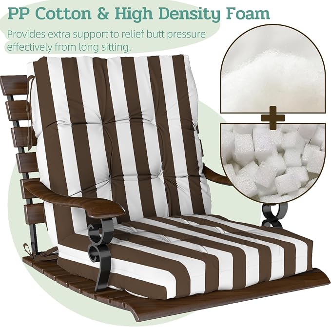 Outdoor Chair Cushions Set of 2, High Back Soft Seat Pad, Indoor Outside Use - Image 4