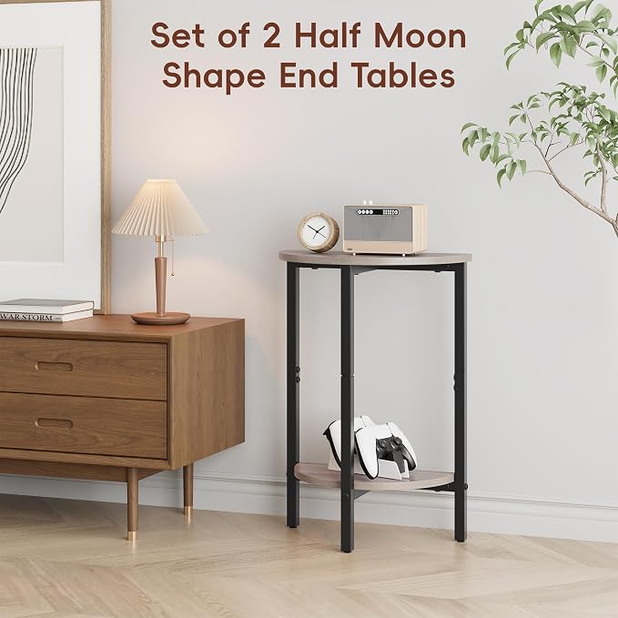 Vagusicc Side Tables Small End Tables, 2 Tier Couch Side Table, Small Round - Image 5