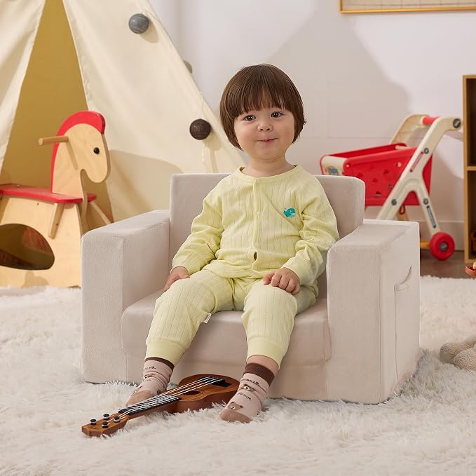 Kids Couch, 2-in-1 Toddler Chair Comfy 1-3 Years, Convertible Kids Chair - Image 2