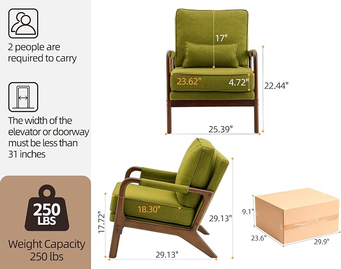 Mid Century Modern Chair, Upholstered Lounge Arm Chair - Image 2