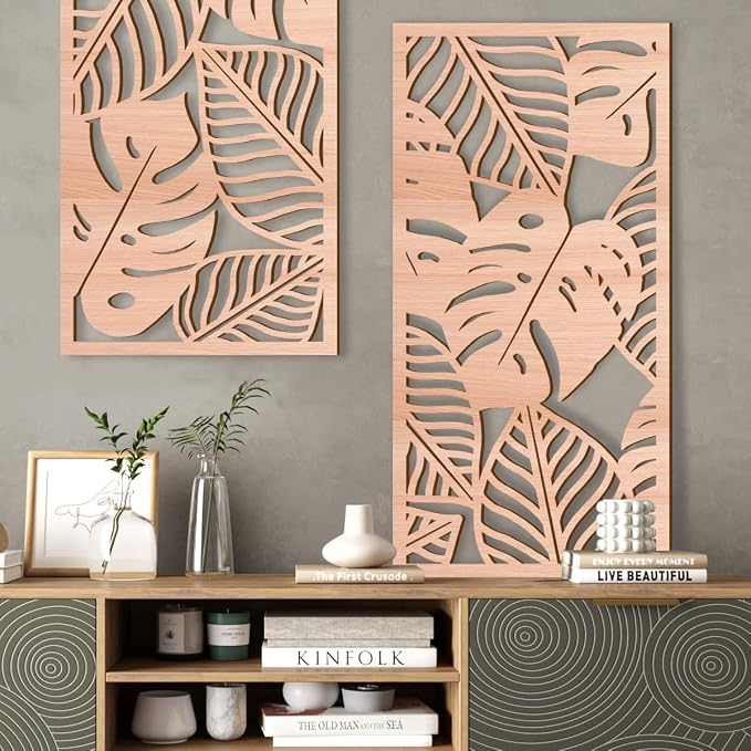 IARTTOP Large Wood Tropical Wall Art 15.9X32 Inch Carved Palm Leaves Wall Decor - Image 8