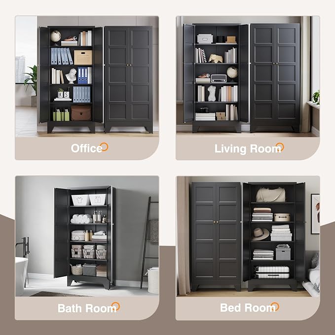 Yizosh Metal Pantry Cabinet, - Image 5