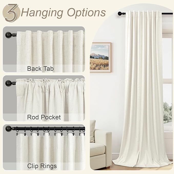 Pitalk Natural Linen Blackout Curtains 60 Inch Length 2 Panels Set 5FT 5 FT Long - Image 6