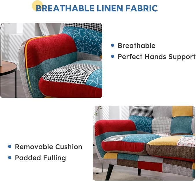 Bonzy Home Modern Boho Loveseat Couch Sofa Chair Set of 2 - Image 7