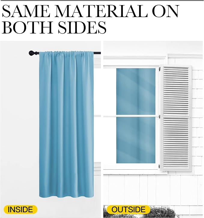 NICETOWN 2 Panels Blackout Curtains, Rod Pocket Window Curtains Room Darkning - Image 4