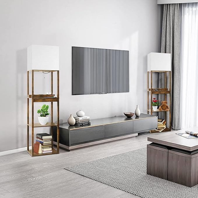 RUNTOP Floor Lamp with Shelves, Plus Shelf Lamp with Wireless Charger, 2 USB - Image 8