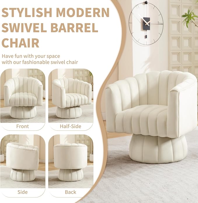 Swivel Accent Barrel Chair Set of 2- Cute Comfy Small Round 360° Arm Chair - Image 6