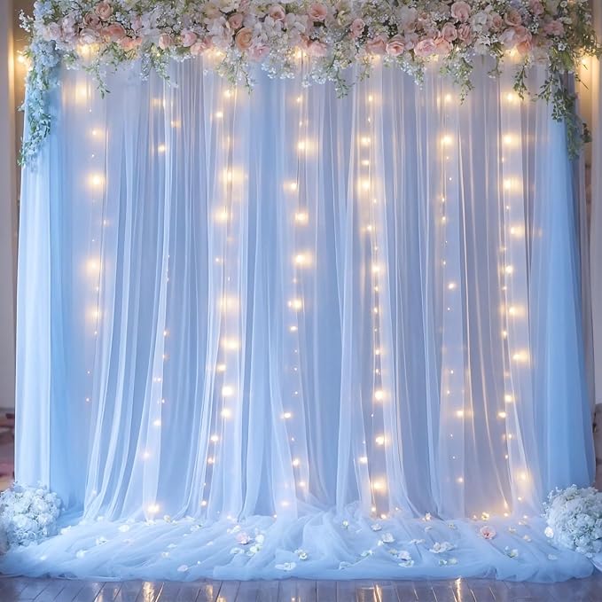 20ft x 12ft Baby Blue Tulle Backdrop Curtain - Image 5