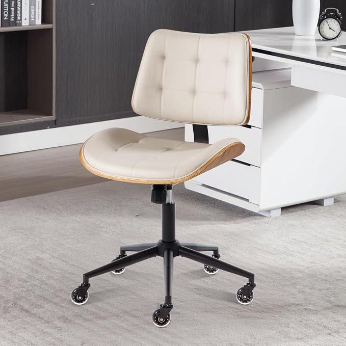 Home Office Desk Chair with Wheels, Adjustable Height Armless Office Chair by BERYTH