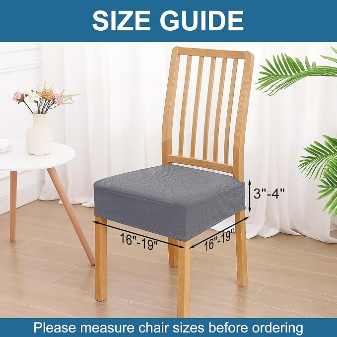 Smiry Waterproof Seat Covers for Dining Room Chairs Set of 4, Stretch Jacquard - Image 2