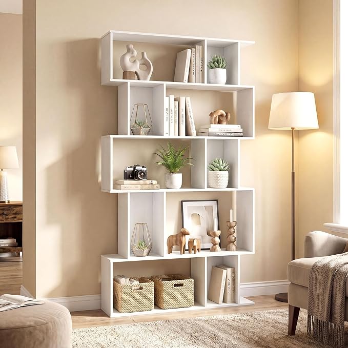 Giantex 5-Tier Bookshelves Set of 2, 10-Cube Geometric Bookcase - Image 9