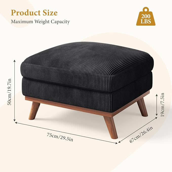 Vesgantti Large Ottoman for Modular Sofa, 29.5" Corduroy Ottoman - Image 2