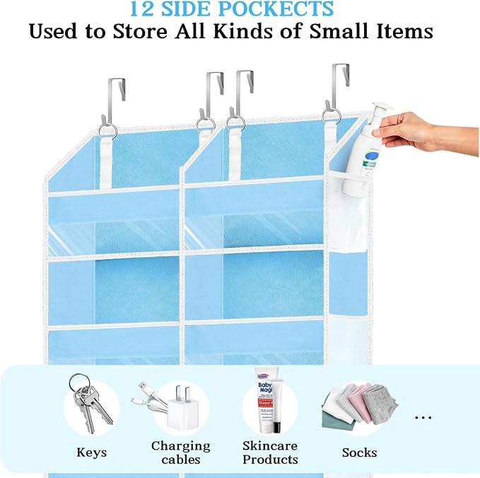 Over The Door Organizer 6 Tiers, Extra Large Behind Door Storage of 12 - Image 5