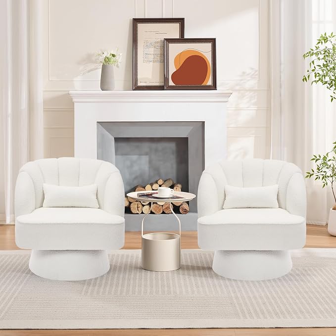 Garvee Ultra-Plush Swivel Accent Chair, 360° Barrel Lounge Chair - Image 3