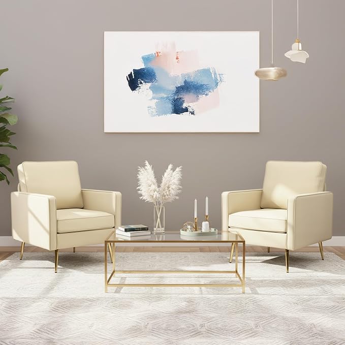 VINGLI Modern PU Leather Accent Chairs Set of 2, Single Sofa Chair by VINGLI