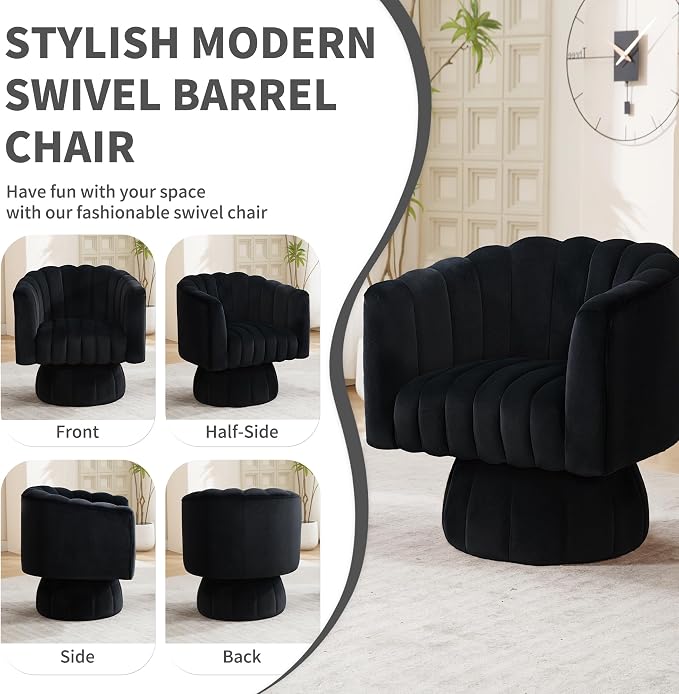 Swivel Accent Barrel Chair Set of 2- Cute Comfy Small Round 360° Arm Chair - Image 6