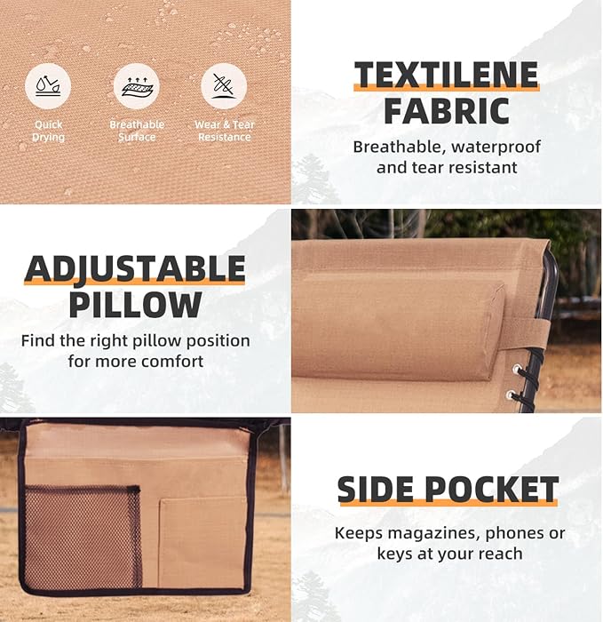 Patio Lounge Chair 2 PCS Folding Chaise Bed - Image 8