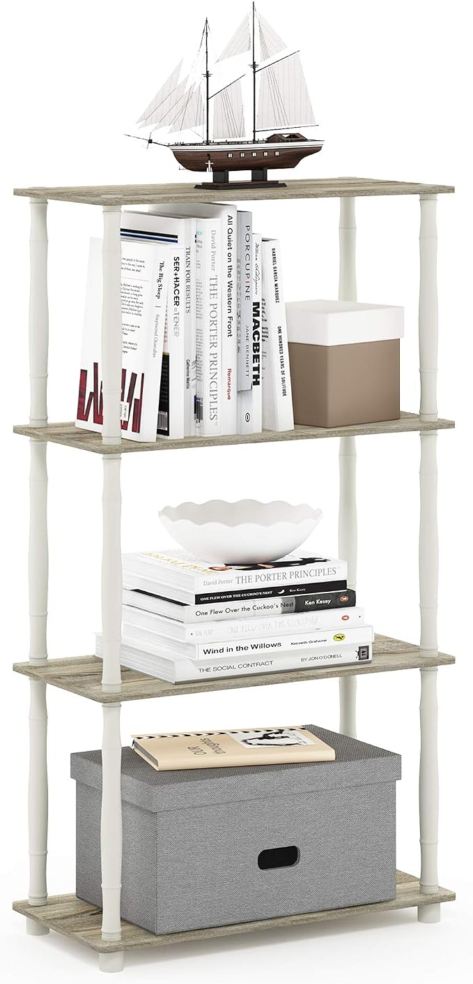 Furinno Turn-N-Tube 4-Tier Multipurpose Shelf Display Rack, Classic Tubes by Furinno-FitsYourSpaceFitsYourBudget
