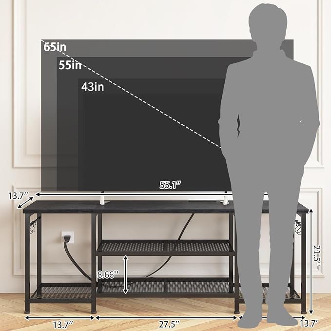 YGEOMER TV Stand for Up to 65 Inch TVs, Entertainment Center - Image 2
