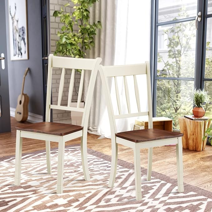 Giantex Wood Dining Chairs Set of 2, Armless Kitchen Chairs w/Solid Rubber Wood - Image 9