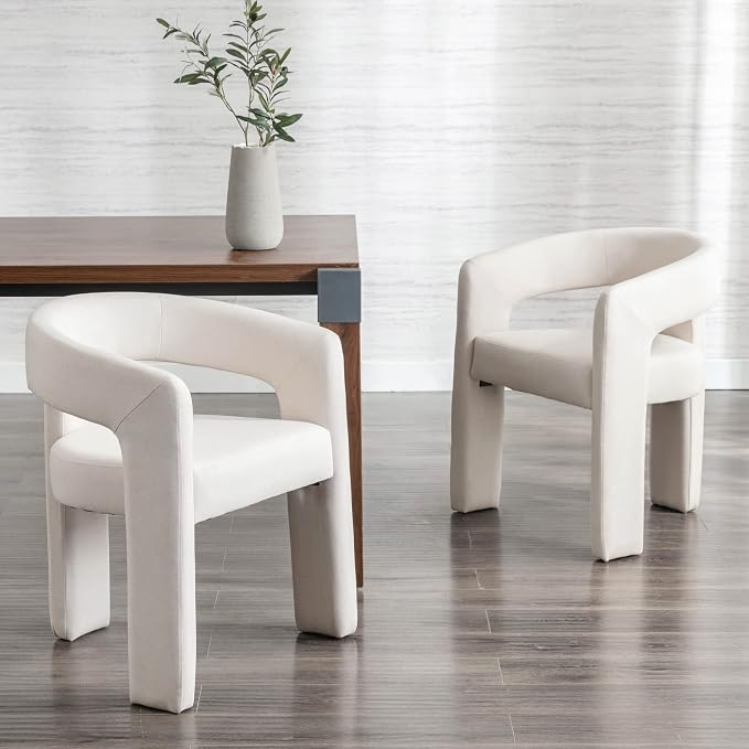 BESTANO Modern Linen Fabric Upholstered Dining Chairs - Image 2