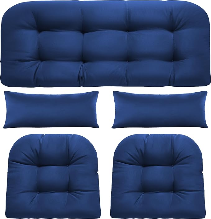 Wicker Chair Cushions of 5 Pieces, Waterproof Outdoor Loveseat Cushion by Unknown