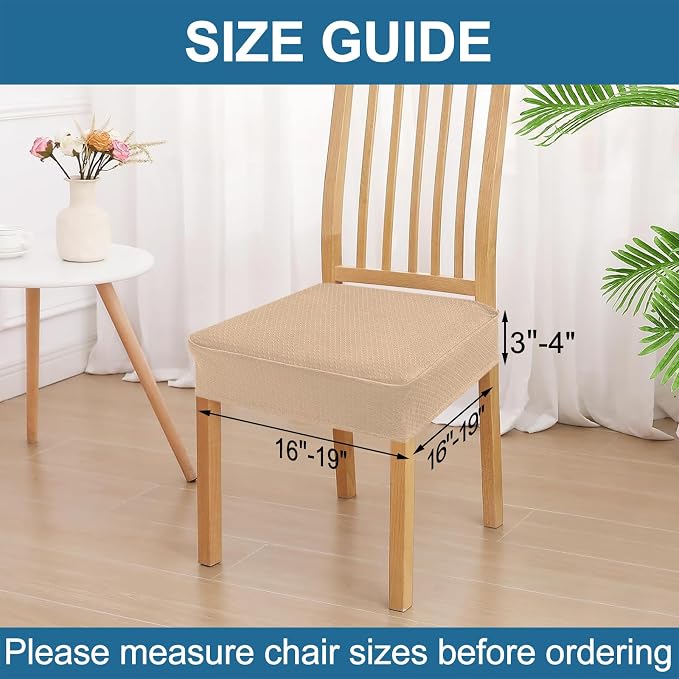 Smiry Waterproof Seat Covers for Dining Room Chairs Set of 4, Stretch Jacquard - Image 2