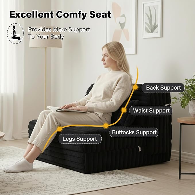 Tiita Folding Sofa Bed Twin Size, Convertible Sleeper Chair Mattress - Image 4