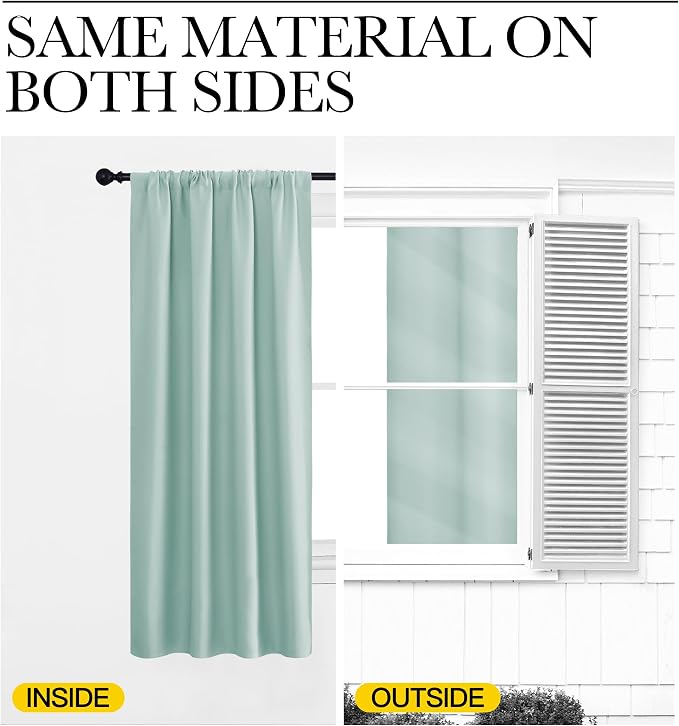 NICETOWN Blackout Curtains for Bedroom, Aqua Blue, 1 Pair, 70 by 63-inch - Image 5