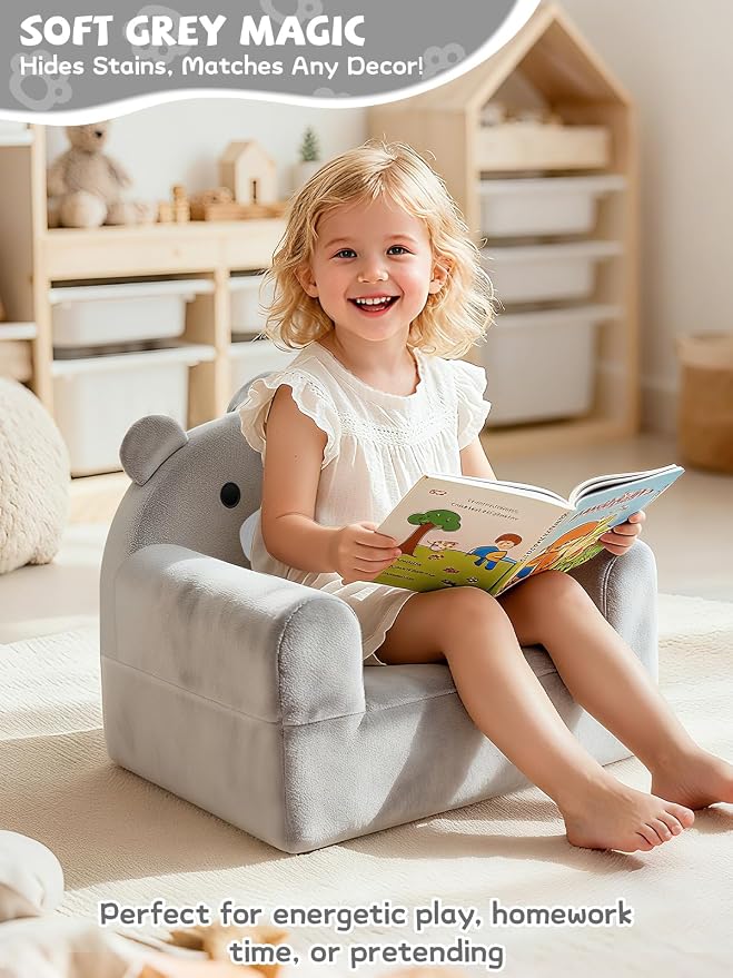 Kids Sofa Chair with Removable Washable Cover & Magic-Tape Backrest Toddler - Image 3