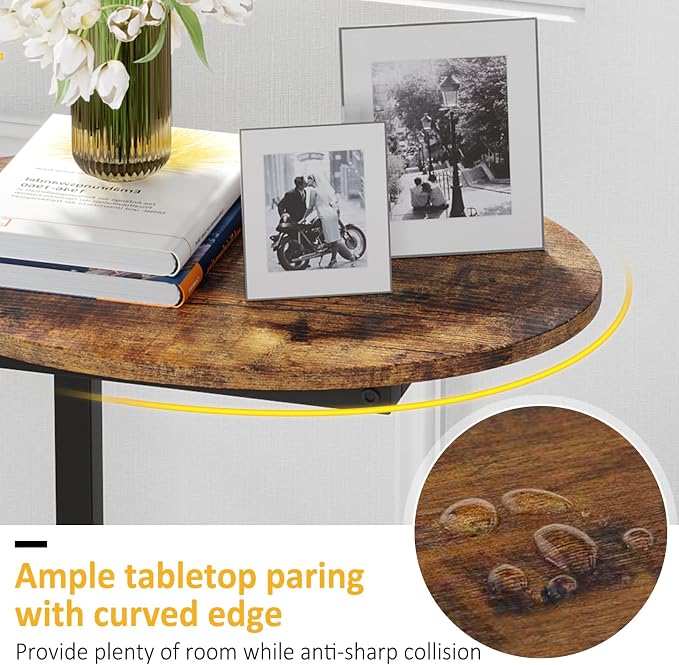 Hosfais Side Table Small End Table, C-Shaped Wood Sofa Table - Image 4