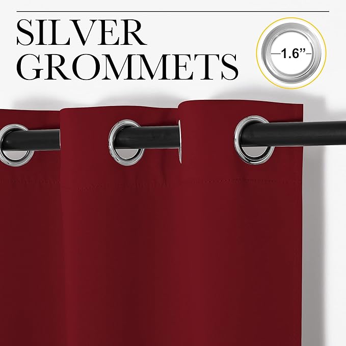 NICETOWN Christmas Burgundy Window Curtains Blackout Drapes, Thermal Insulated - Image 3